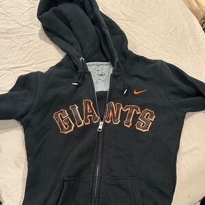 SF Giants Nike Black Hoodie with Orange Giants Logo, size small